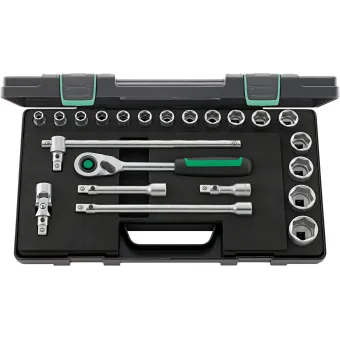 Stahlwille - 52/16/6QR KN Cassetta da 16 bussole esagonali da 1/2" e 6 accessori quick release