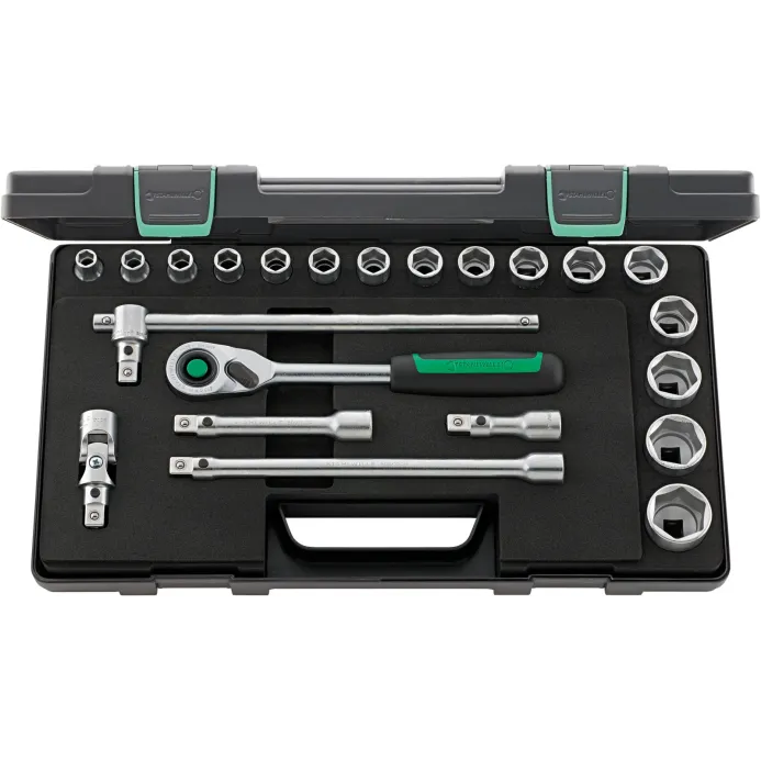 Stahlwille - 52/16/6QR KN Cassetta da 16 bussole esagonali da 1/2" e 6 accessori quick release