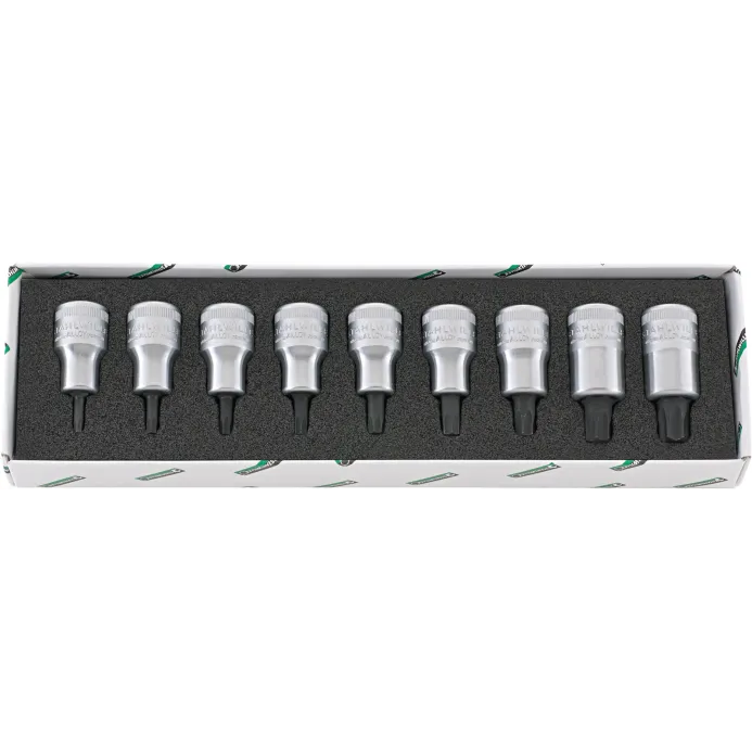Stahlwille - 54TX/9 Assortimento bussole a cacciavite da 1/2" per viti con profilo interno TORX