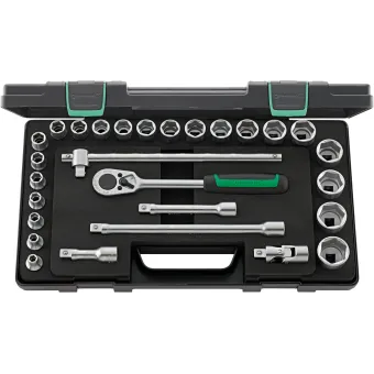 Stahlwille - 52/22/6 Cassetta da 22 bussole esagonali da 1/2" e 6 accessori
