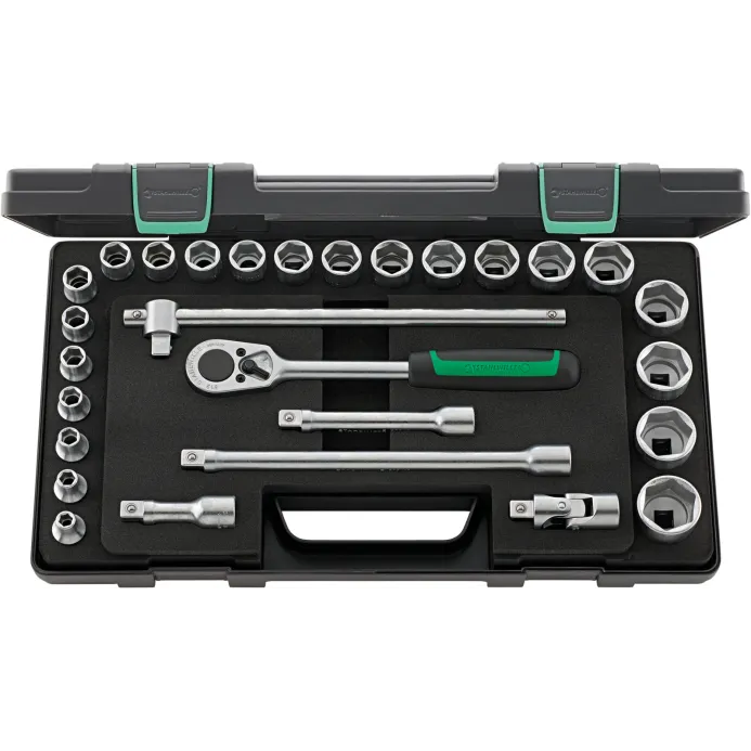 Stahlwille - 52/22/6 Cassetta da 22 bussole esagonali da 1/2" e 6 accessori