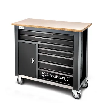 Stahlwille - WB 621 Banco da lavoro mobile a 7 cassetti + armadietto con predisposizione cablaggio PC