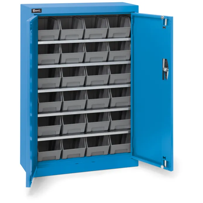 Fami - Armadio con porte a battente con 24 contenitori Picking Box Air
