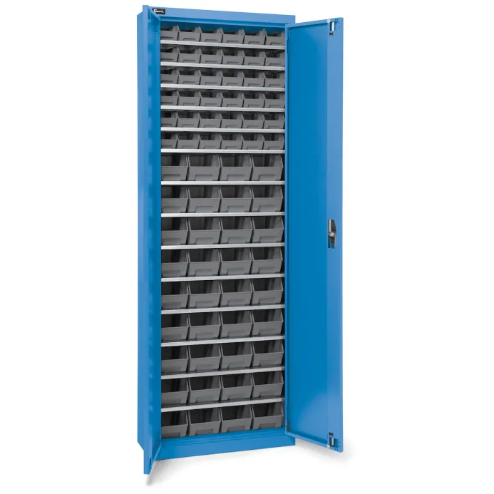 Fami - Armadio con porte a battente con 72 contenitori Picking Box Air