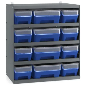 Fami - Scaffale con 12 contenitori RK Box Air con guide coperchi e frontalini