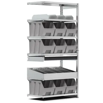 Fami - Scaffale aggiuntivo con 6 piani e 9 contenitori Picking Box Air mis. 4A5