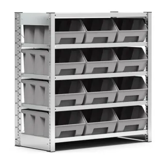 Fami - Scaffale con 5 piani e 12 contenitori Picking Box Air mis. 4