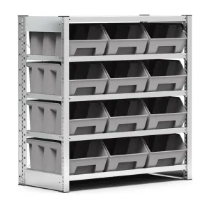 Fami - Scaffale con 5 piani e 12 contenitori Picking Box Air mis. 4