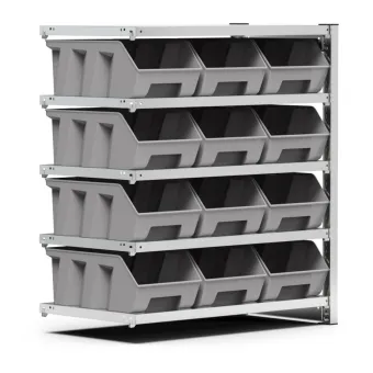 Fami - Scaffale aggiuntivo con 5 piani e 12 contenitori Picking Box Air mis. 4