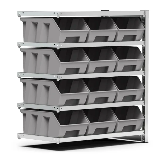 Fami - Scaffale aggiuntivo con 5 piani e 12 contenitori Picking Box Air mis. 4