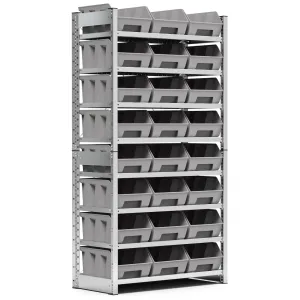Fami - Scaffale con 8 piani e 24 contenitori Picking Box Air mis. 4