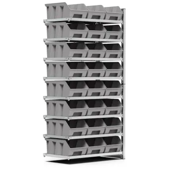 Fami - Scaffale aggiuntivo con 8 piani e 24 contenitori Picking Box Air mis. 4