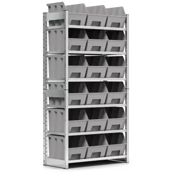 Fami - Scaffale con 6 piani e 18 contenitori Picking Box Air mis. 4A5