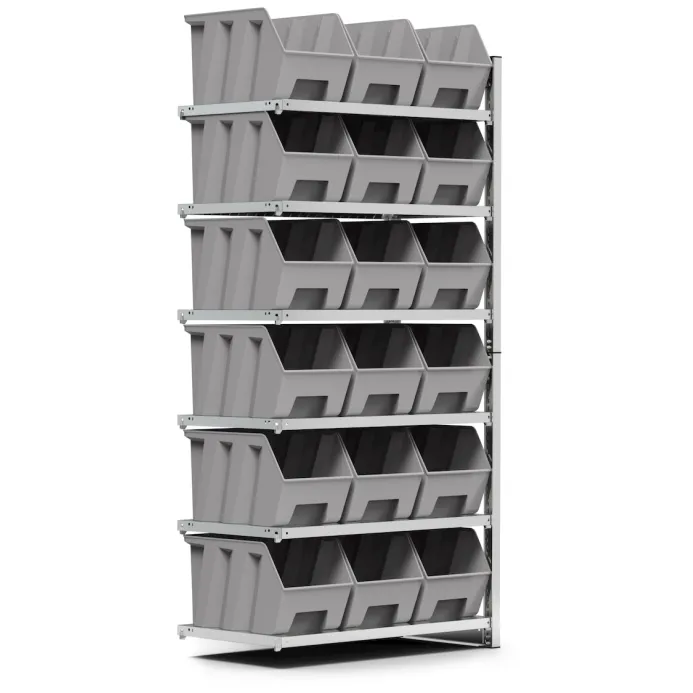 Fami - Scaffale aggiuntivo con 6 piani e 18 contenitori Picking Box Air mis. 4A5