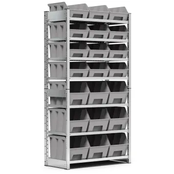 Fami - Scaffale con 7 piani e 21 contenitori Picking Box Air mis. 4/4A5
