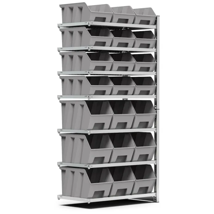 Fami - Scaffale aggiuntivo con 7 piani e 21 contenitori Picking Box Air mis. 4/4A5