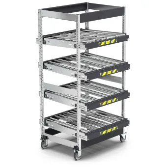 Fami - Scaffale con 4 telai inclinabili con ruote