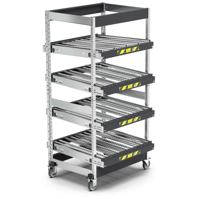 Fami - Scaffale con 4 telai inclinabili con ruote