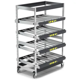 Fami - Scaffale con 4 telai inclinabili con ruote