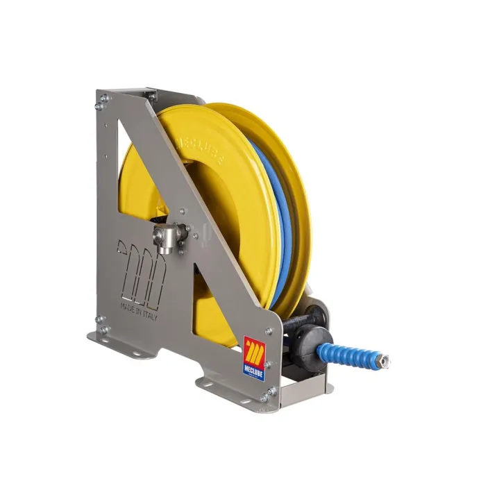 Meclube - avvolgitubo automatico in acciaio verniciato serie heavy-duty hd-460 per acqua 150°c ø 3/8"15m