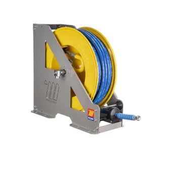Meclube - avvolgitubo automatico in acciaio verniciato serie heavy-duty hd-555 per acqua 150°c ø 3/8"30m