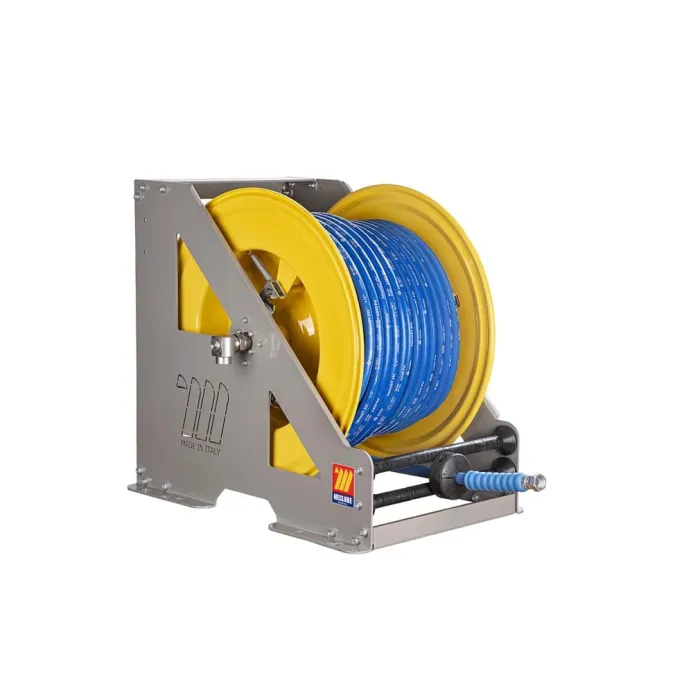 Meclube - avvolgitubo automatico in acciaio verniciato serie heavy-duty hd-560 per acqua 150°c ø 3/8"40m