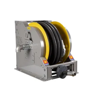 Meclube - avvolgitubo automatico a molla industriale in acciaio verniciato serie fa-600 per gasolio ø 1.1/2"15m