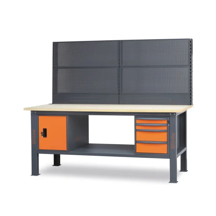 Beta C58BC-W2,1 4CA/O+SVR - Banco da lavoro 2,1 m con piano in legno, 4 cassetti e modulo anta