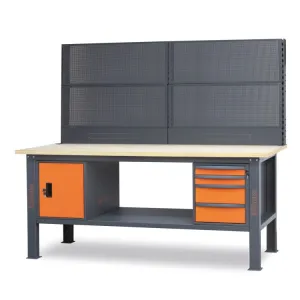 Beta C58BC-W2,1 4CA/O+SVR - Banco da lavoro 2,1 m con piano in legno, 4 cassetti e modulo anta