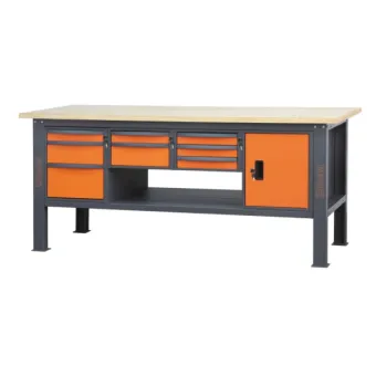 Beta C58BC-W2,1 8CA - Banco da lavoro 2,1 m con piano in legno, 8 cassetti e modulo anta