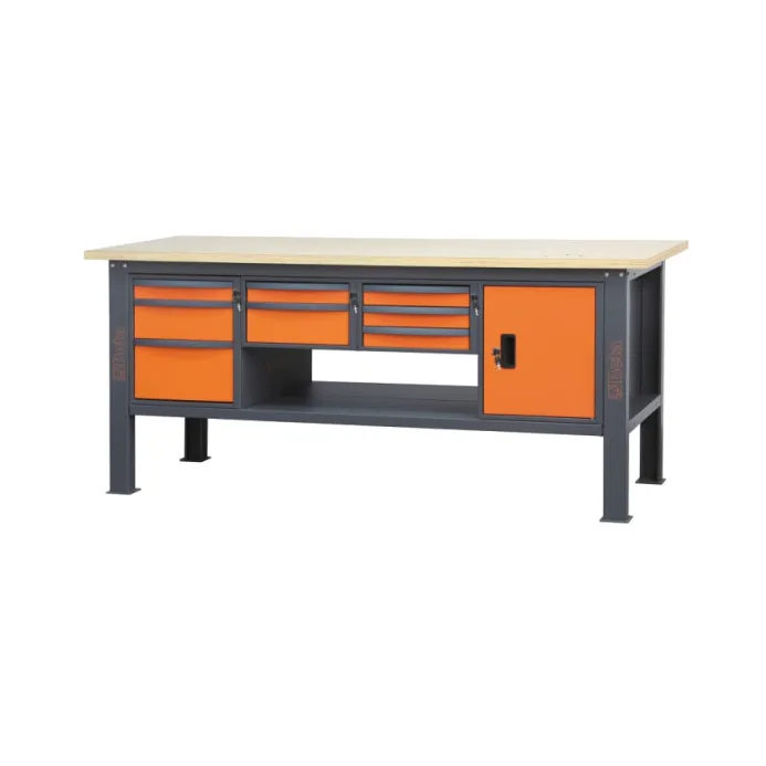 Beta C58BC-W2,1 8CA - Banco da lavoro 2,1 m con piano in legno, 8 cassetti e modulo anta