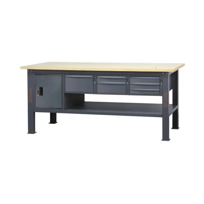 Beta C58BC-W2,1 6CA - Banco da lavoro 2,1 m con piano in legno, 6 cassetti e modulo anta
