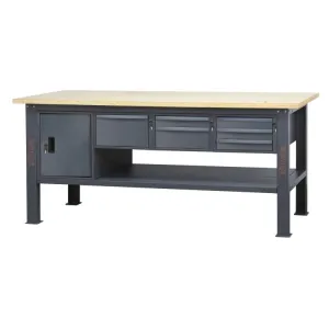 Beta C58BC-W2,1 6CA - Banco da lavoro 2,1 m con piano in legno, 6 cassetti e modulo anta