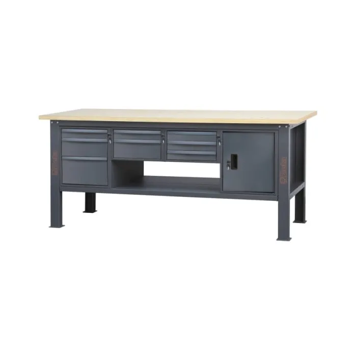 Beta C58BC-W2,1 8CA - Banco da lavoro 2,1 m con piano in legno, 8 cassetti e modulo anta