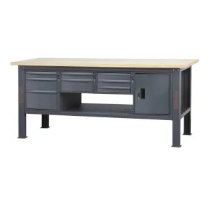Beta C58BC-W2,1 8CA - Banco da lavoro 2,1 m con piano in legno, 8 cassetti e modulo anta