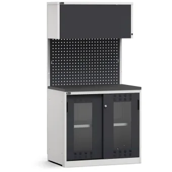 Fami - Modulo con armadio con ante scorrevoli fessurate in policarbonato, L1020 mm