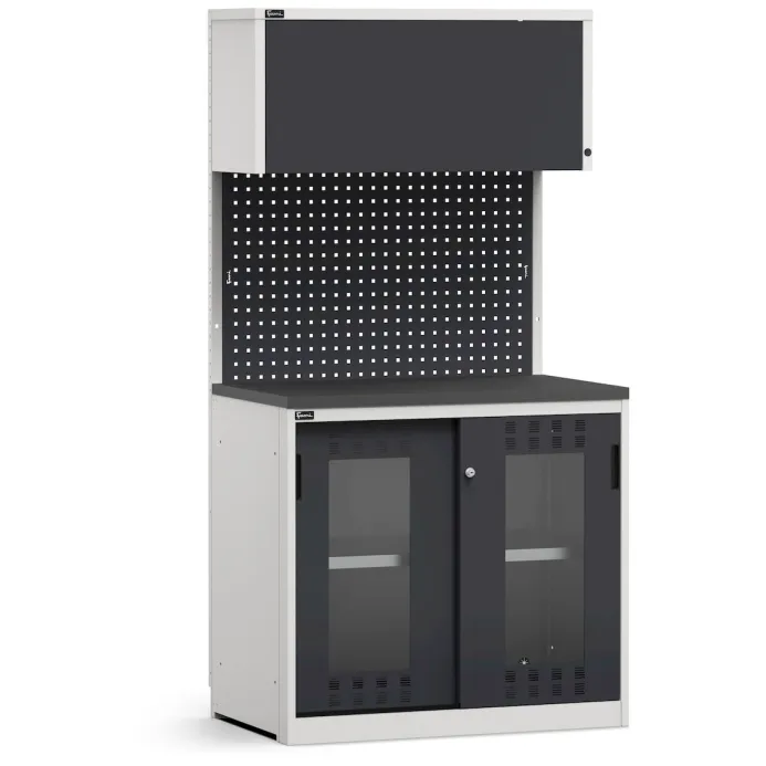 Fami - Modulo con armadio con ante scorrevoli fessurate in policarbonato, L1020 mm