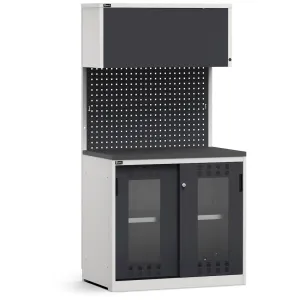 Fami - Modulo con armadio con ante scorrevoli fessurate in policarbonato, L1020 mm