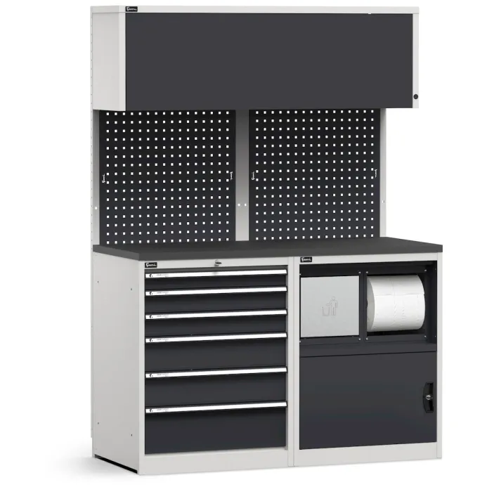 Fami - Modulo con cassettiera e armadio con vano rifiuti,  L1428 mm