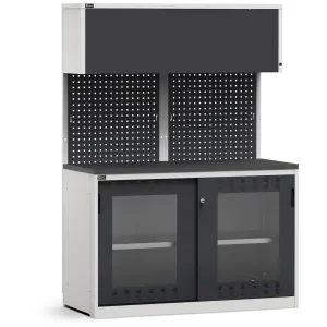 Fami - Modulo con armadio con ante scorrevoli fessurate in policarbonato, L1428 mm