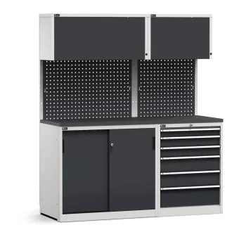 Fami - Modulo con cassettiera e armadio con ante scorrevoli , L1734 mm