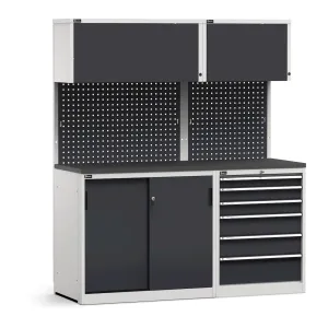 Fami - Modulo con cassettiera e armadio con ante scorrevoli , L1734 mm