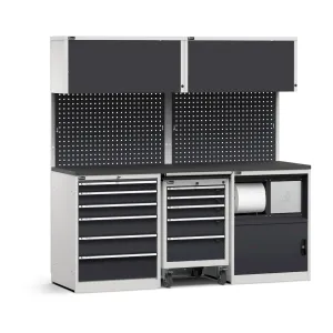 Fami - Modulo con cassettiera, carrello porta utensili e armadio con vano rifiuti, L2040 mm