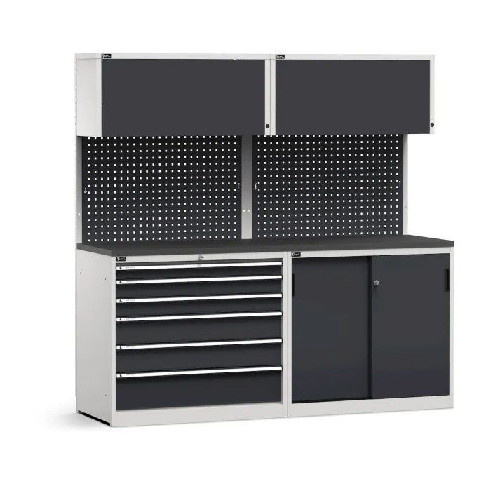 Fami - Modulo con cassettiera e armadio con ante scorrevoli, L2040 mm