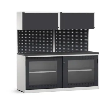 Fami - Modulo con armadio con ante scorrevoli fessurate in policarbonato, L2040 mm