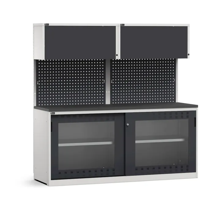 Fami - Modulo con armadio con ante scorrevoli fessurate in policarbonato, L2040 mm
