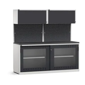 Fami - Modulo con armadio con ante scorrevoli fessurate in policarbonato, L2040 mm