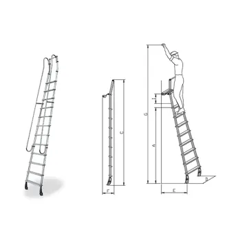 Italscale - Scala scorrevole frontale SF con ganci per binario tondo S0515 2