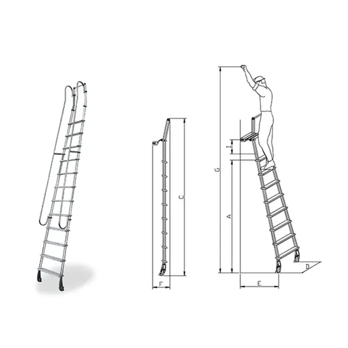 Italscale - Scala scorrevole frontale SF con ganci per binario tondo S0515
