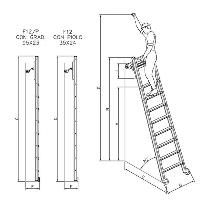 Italscale - Scala scorrevole frontale F12